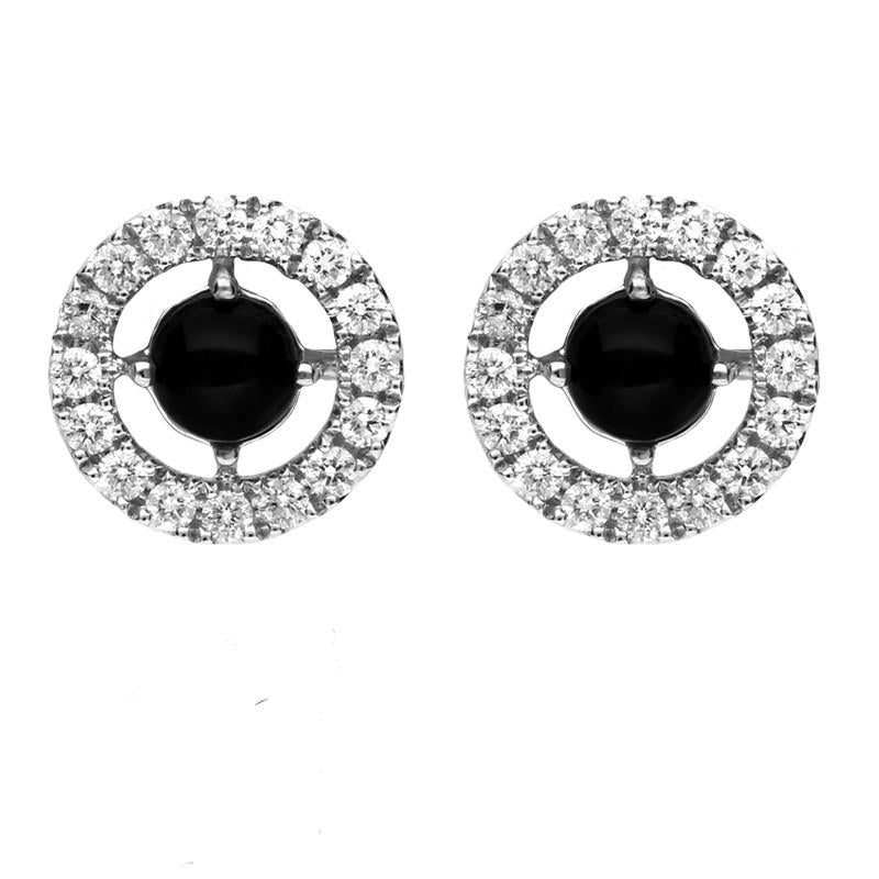 18ct White Gold Whitby Jet 0.38ct Diamond Stud Earrings - White Gold