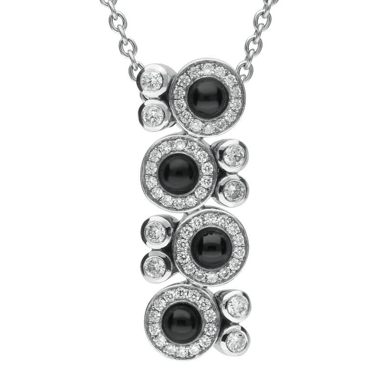 18ct White Gold Whitby Jet 0.50ct Diamond Cascade Necklace - White Gold
