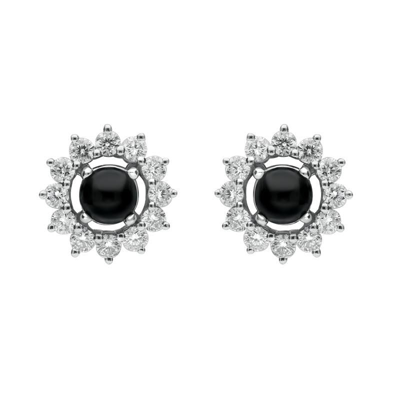 18ct White Gold Whitby Jet 0.65ct Diamond Round 2 in 1 Stud Earrings