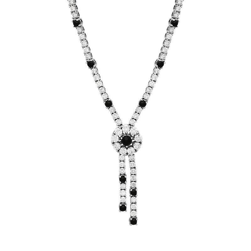 18ct White Gold Whitby Jet 6.77ct Rosette Style Necklace - Yellow Gold