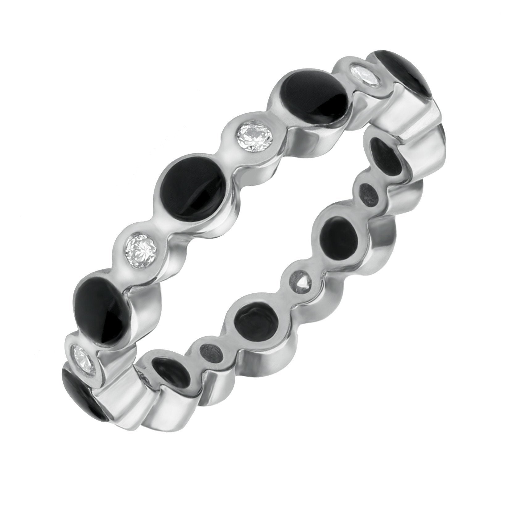 18ct White Gold Whitby Jet Diamond Eternity Ring