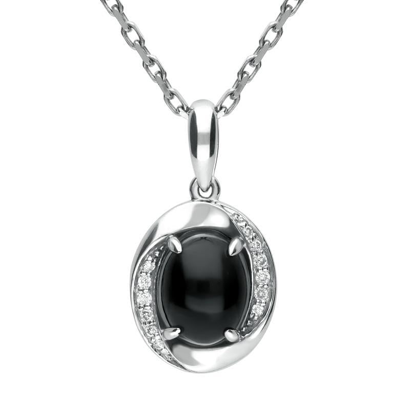 OVAL HALF PAVE SET PENDANT & CHAIN