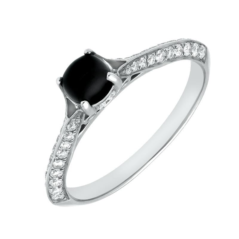 18ct White Gold Whitby Jet 0.30ct Diamond Ring