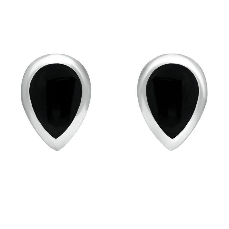 18ct White Gold Whitby Jet Dinky Teardrop Stud Earrings