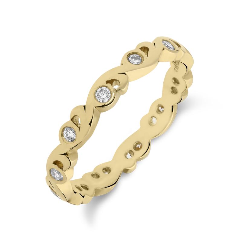 18ct Yellow Gold 0.18ct Diamond 3mm Swirl Band Wedding Ring - N