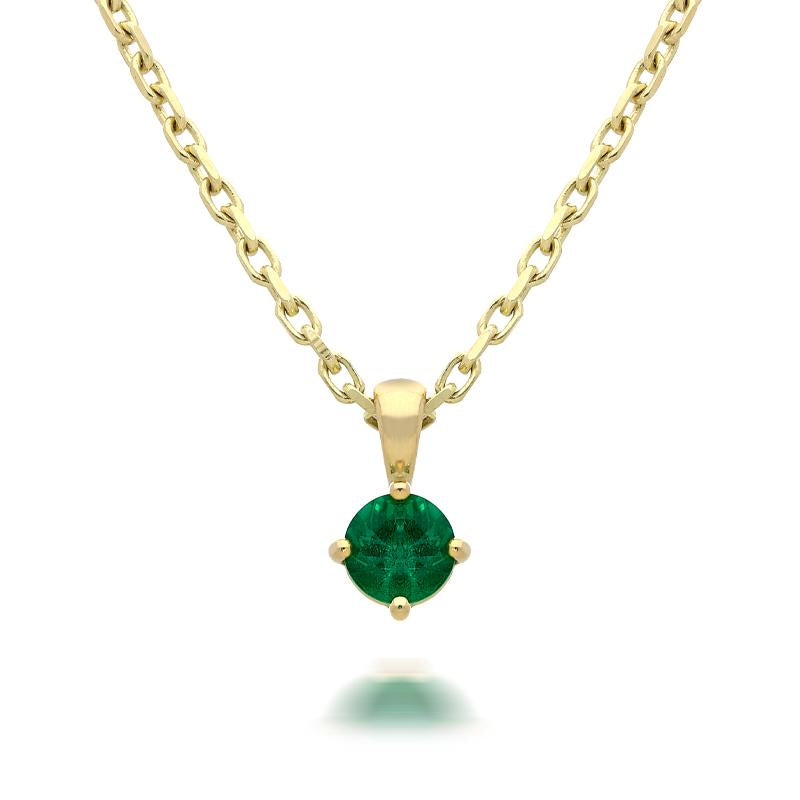 18ct Yellow Gold 0.38ct Emerald Round Cut Necklace