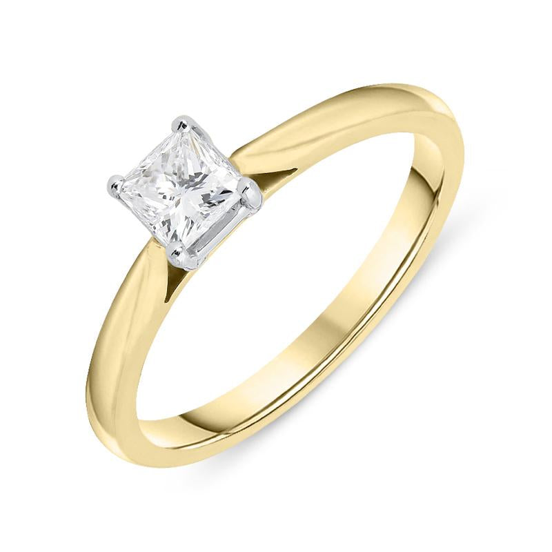 18ct Yellow Gold 0.40ct Diamond Princess Cut Solitaire Ring - N