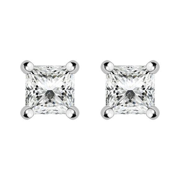 18ct Yellow Gold 0.32ct Diamond Solitaire Princess Cut Stud Earrings - Option1 Value Yellow Gold