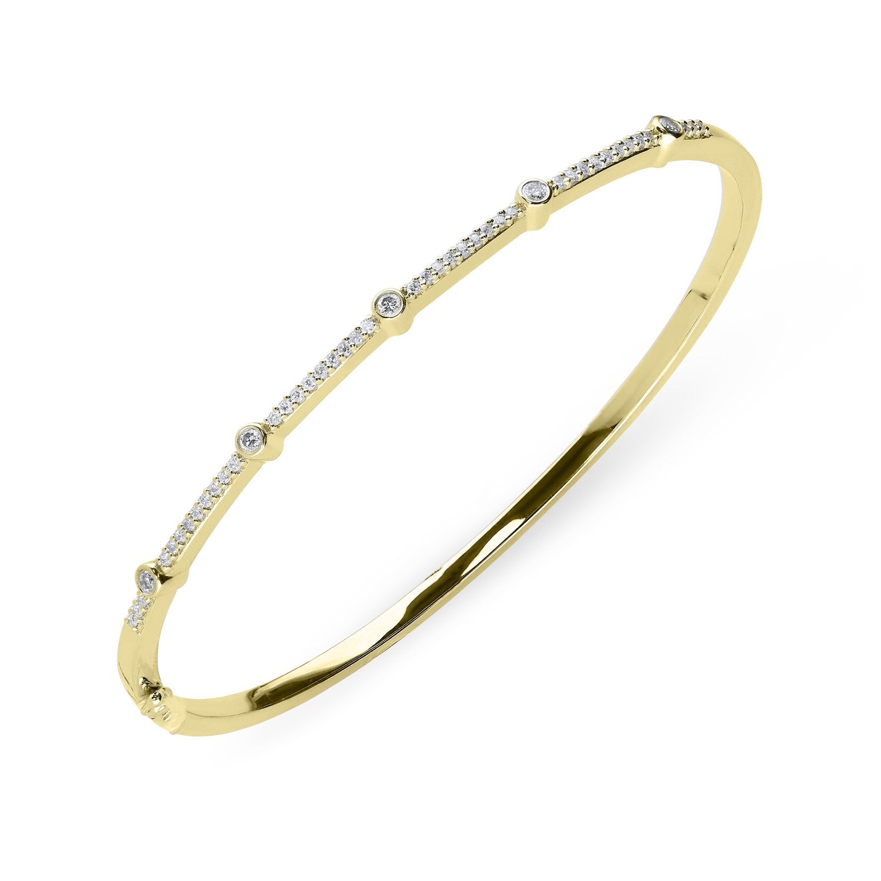 18ct Yellow Gold 0.35ct Diamond Hinged Bangle - Yellow Gold