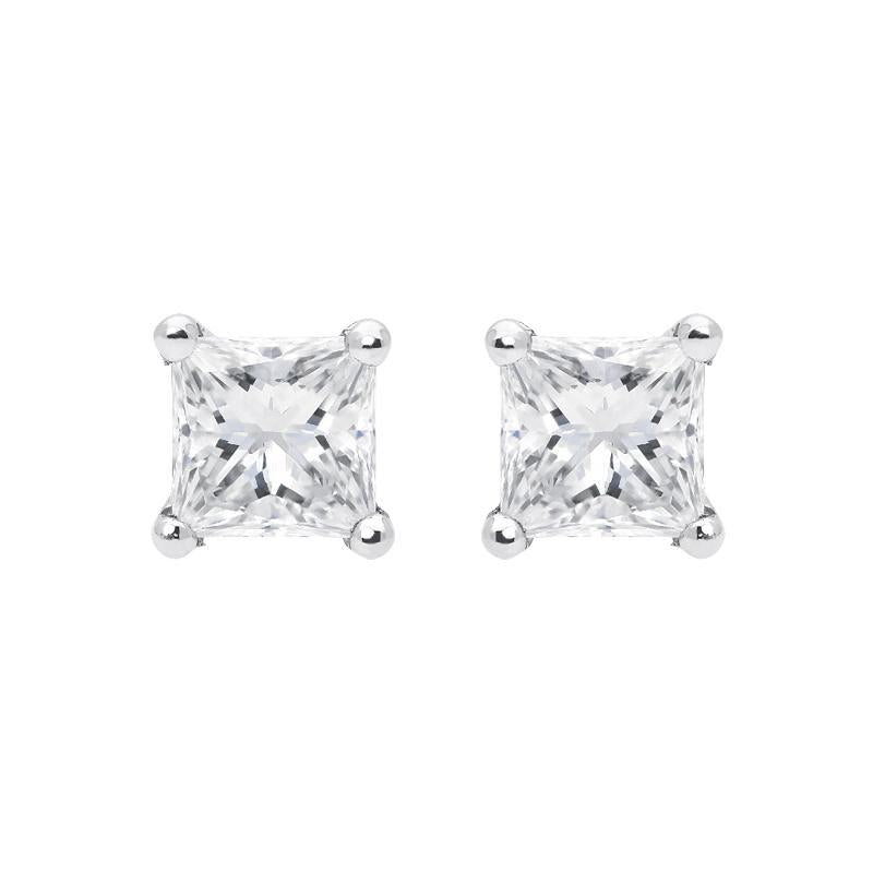 18ct Yellow Gold 0.52ct Diamond Princess Cut Solitaire Stud Earrings - Option1 Value Yellow Gold