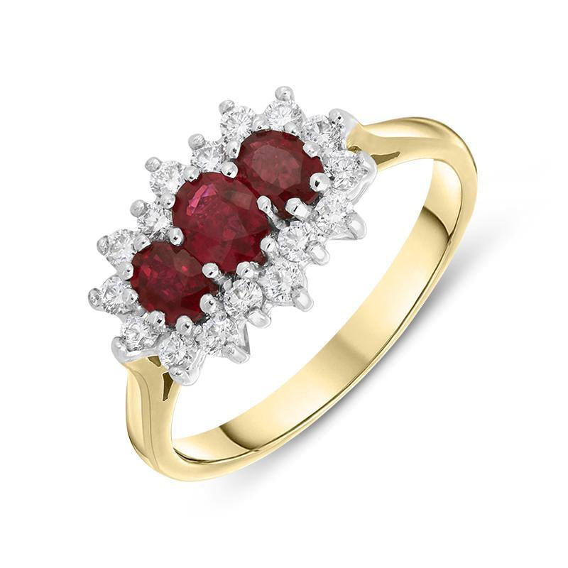 18ct Yellow Gold 0.73ct Ruby Diamond Vintage Cluster Ring - Yellow Gold