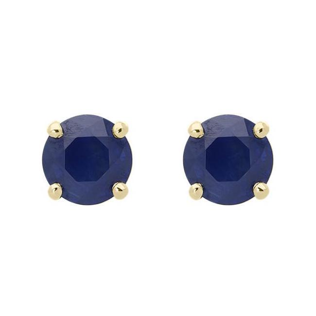 18ct Yellow Gold 1.32ct Sapphire Round Cut Stud Earrings