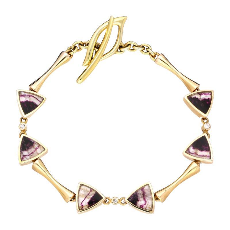 18ct Yellow Gold Blue John 0.03ct Diamond Bracelet
