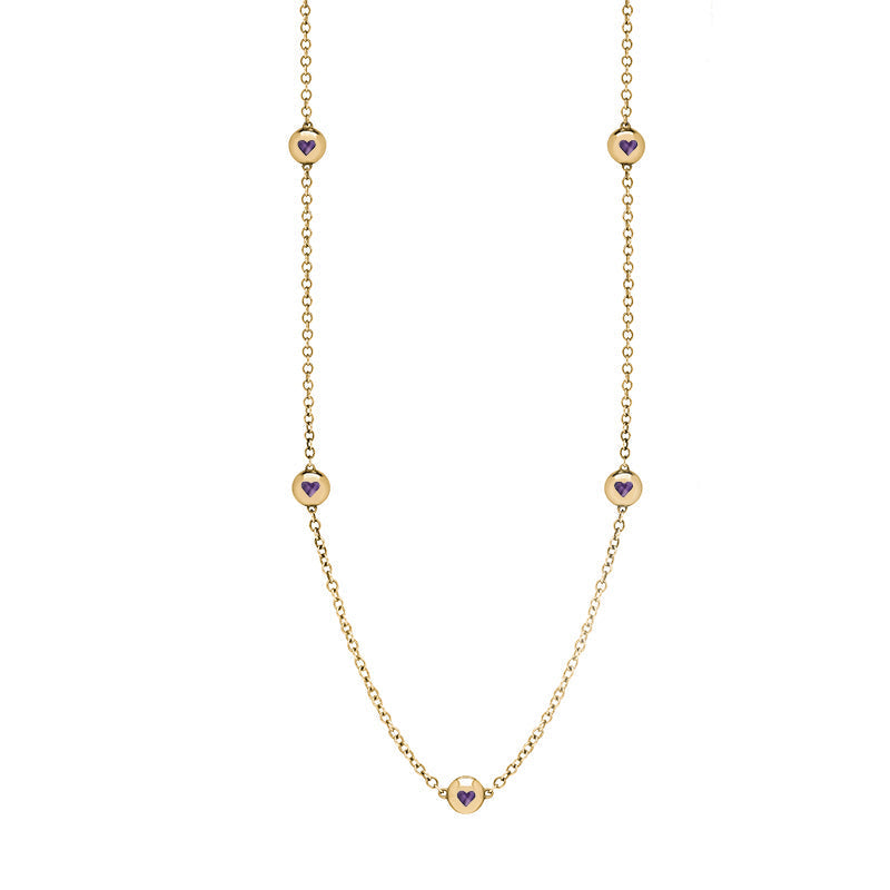 18ct Yellow Gold Blue John Heart Link Disc Chain Necklace - Option1 Value Yellow Gold