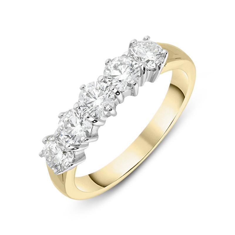 18ct Yellow Gold 1.00ct Diamond Claw Set Wedding Half Eternity Ring - M