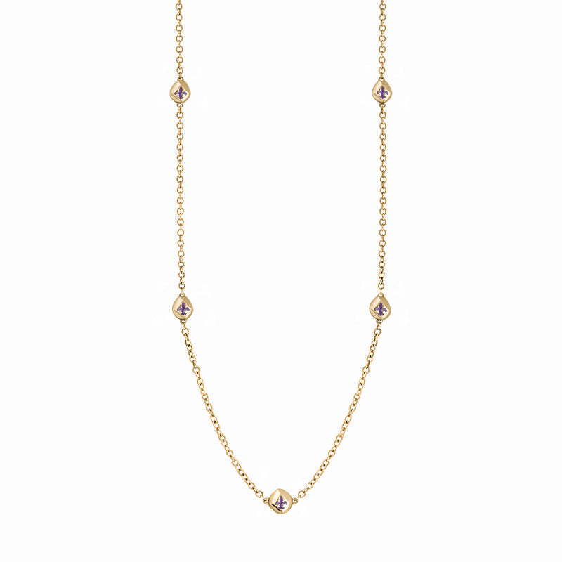 18ct Yellow Gold Blue John Fleur De Lis Link Disc Chain Necklace - Option1 Value Yellow Gold