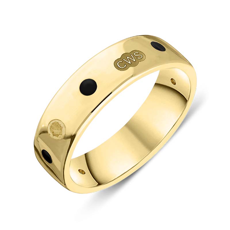 18ct Yellow Gold Whitby Jet King's Coronation Hallmark 6mm Ring - V