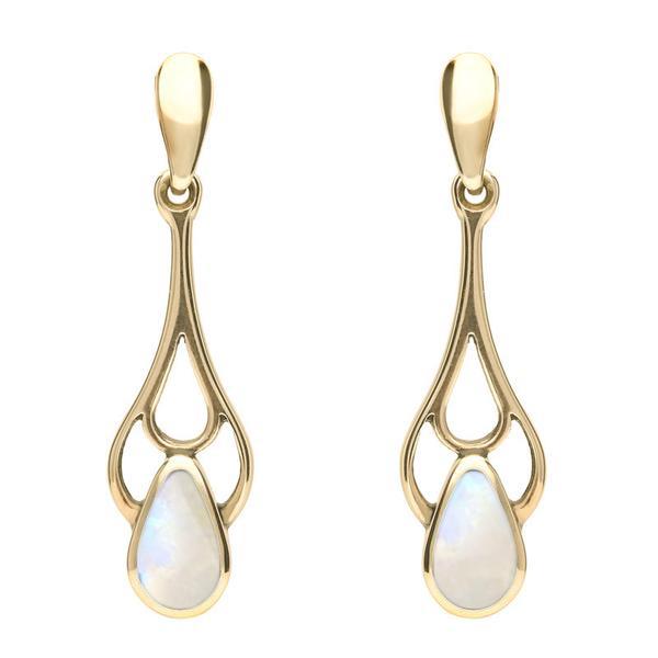 18ct Yellow Gold Moonstone Pear Spoon Earrings - Yellow Gold