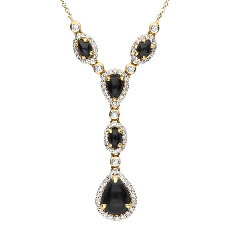 18ct Yellow Gold Whitby Jet 0.59ct Diamond Necklace - Yellow Gold