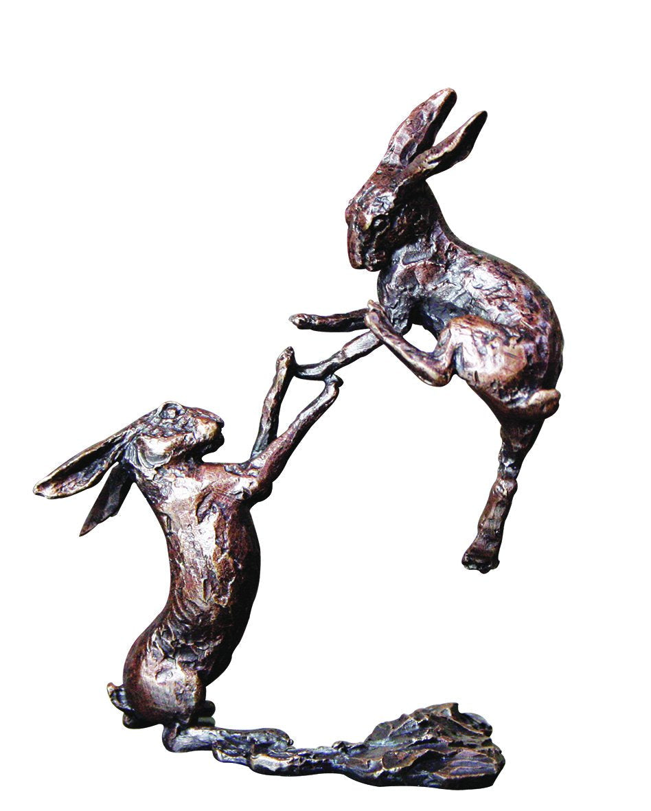 Art In Bronze Boxing Hares Figurine