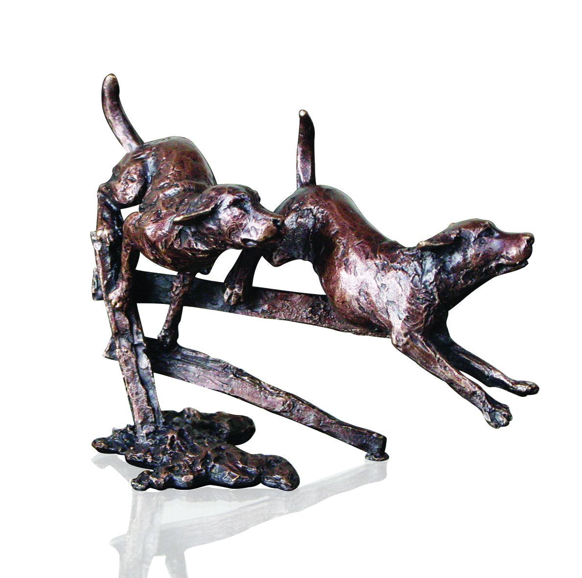 Art In Bronze Two Labradors Running Figurine