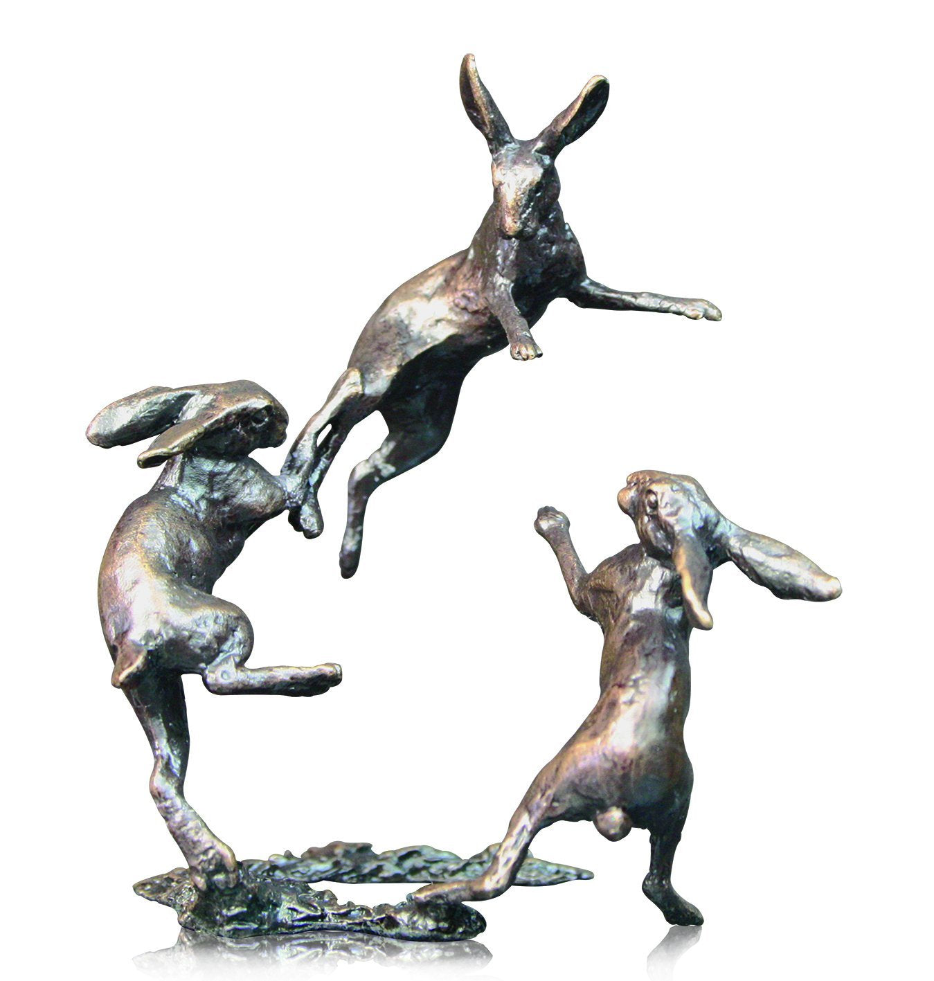 Art In Bronze Three Hares Dancing Figurine
