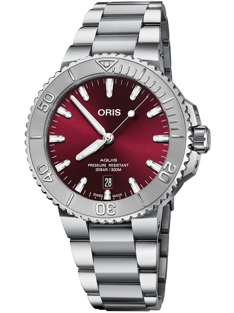 Oris Watch Aquis Date Sunray Cherry Red 43.5 Bracelet