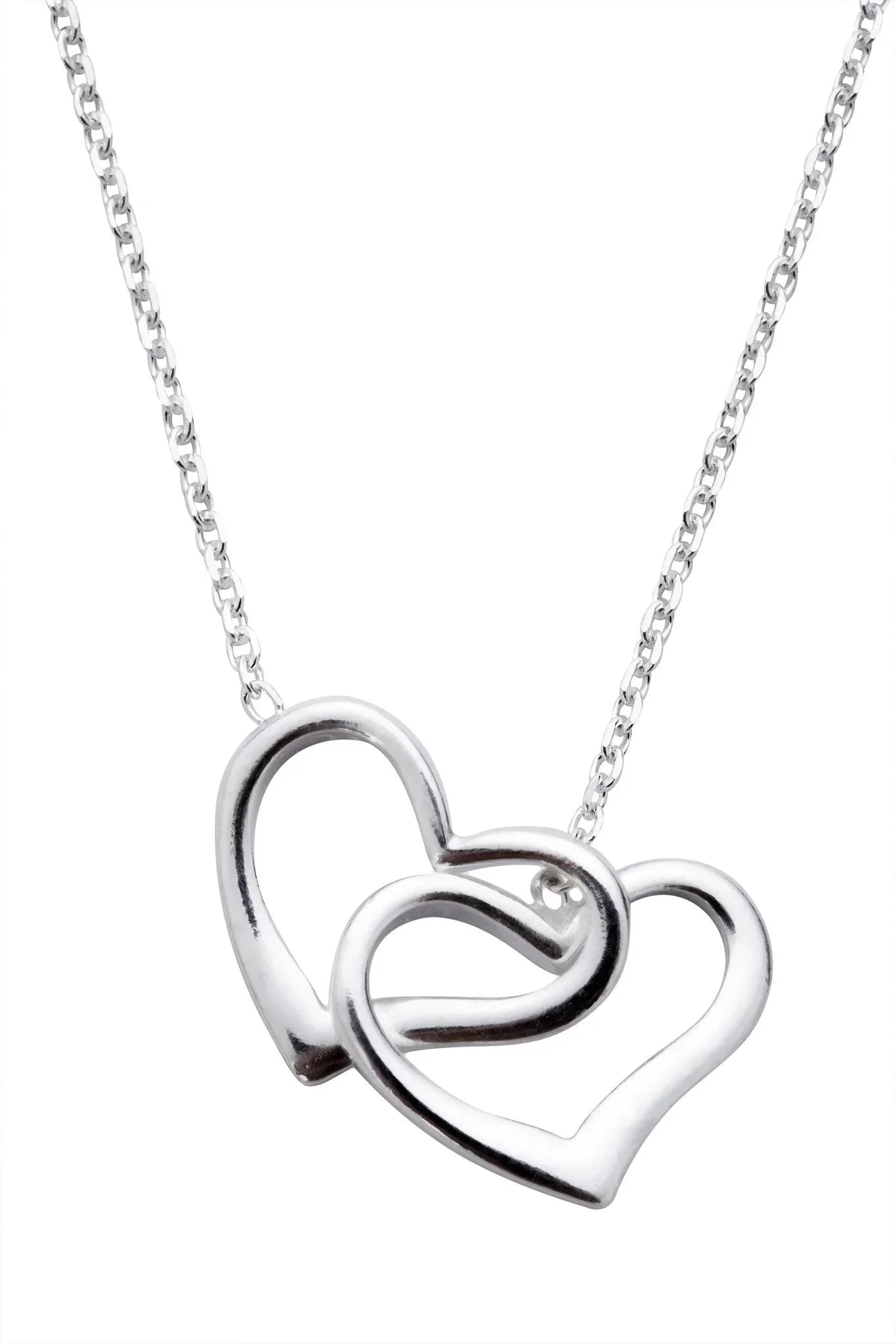 Sterling Silver Linked Heart Necklace - Silver