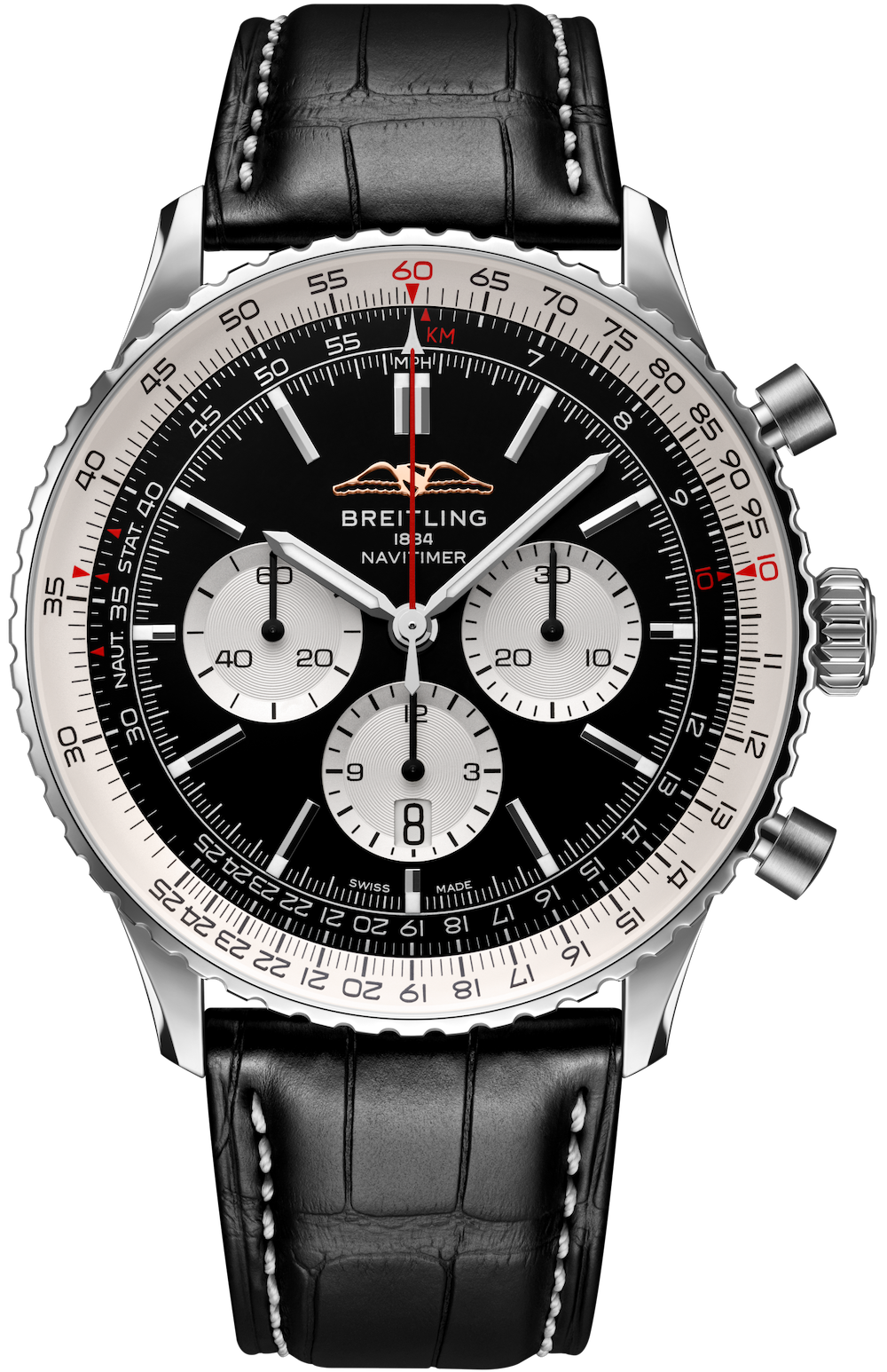Breitling Watch Navitimer B01 Chronograph 46 Black Croc Folding Clasp
