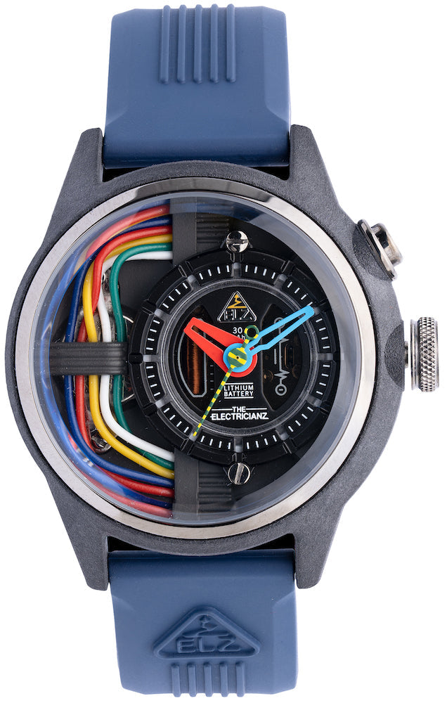 Electricianz Watch Nylon Carbon Z 42mm Blue Rubber - Black