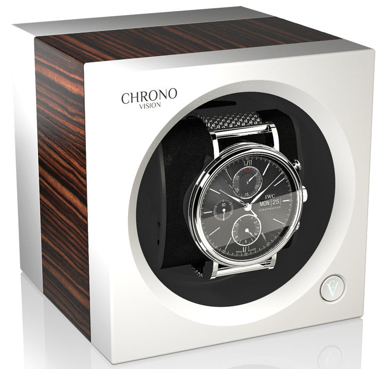 Chronovision One Watch Winder Bluetooth Macassar Silk White Silk - White