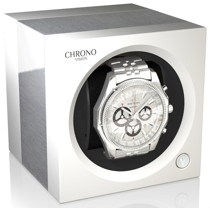 Chronovision One Watch Winder Bluetooth Aluminium White Silk - White