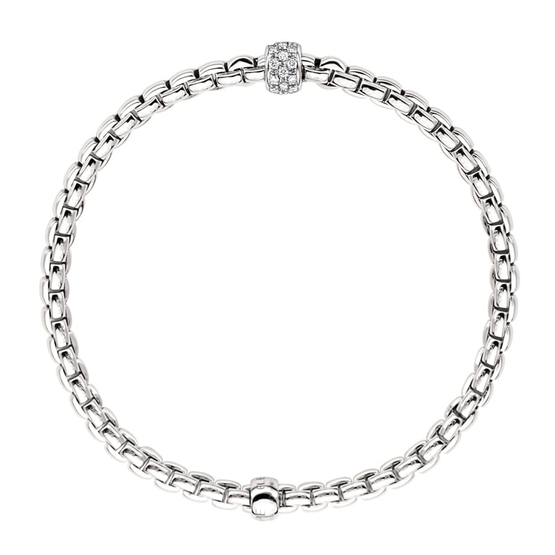 Fope Eka Tiny 18ct White Gold 0.19ct Diamond Bracelet - L