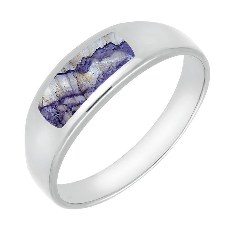 9ct White Gold Blue John Inlay Ring