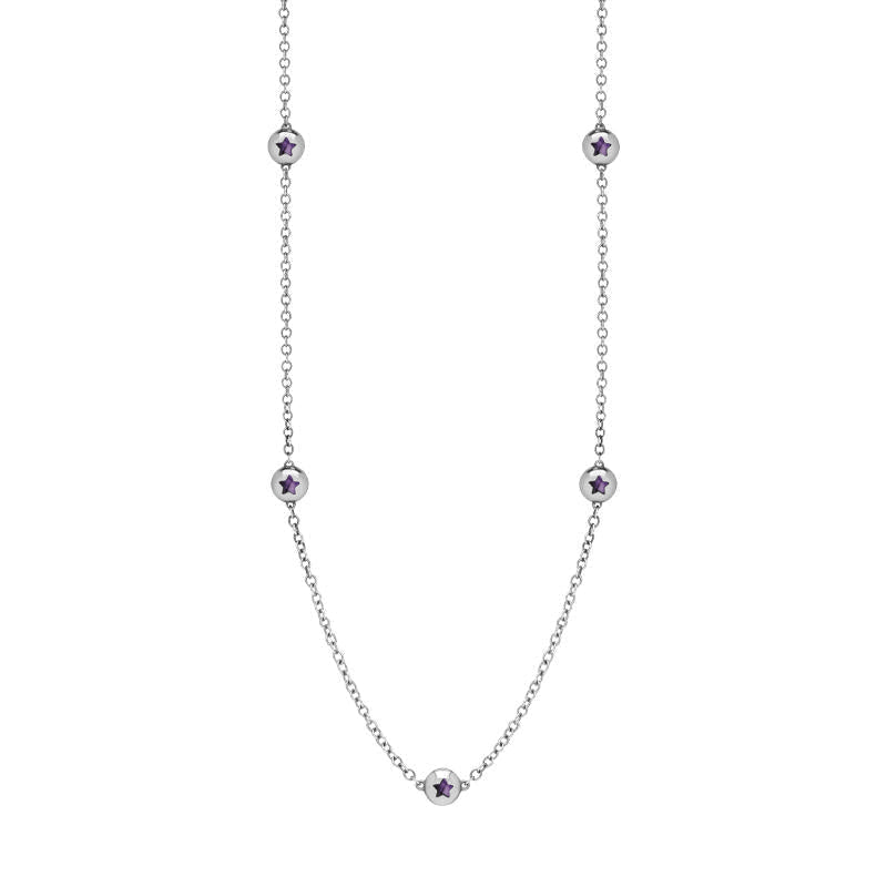 9ct White Gold Blue John Star Link Disc Chain Necklace - Option1 Value White Gold