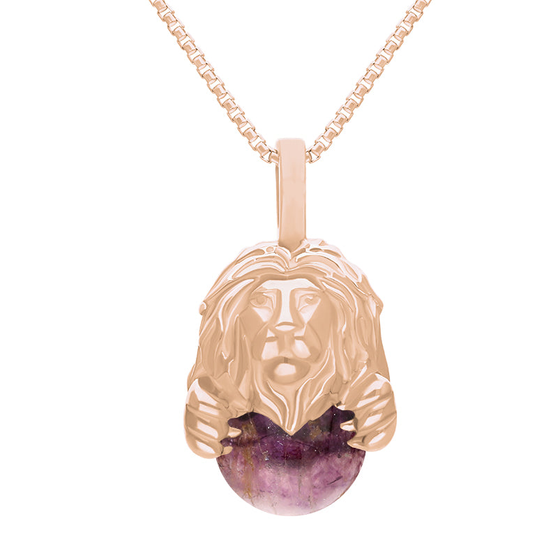 9ct Rose Gold Blue John Zodiac Leo 10mm Bead Pendant - Rose Gold