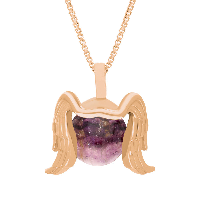 9ct Rose Gold Blue John Zodiac Virgo 10mm Bead Pendant - Rose Gold