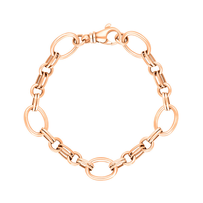 9ct Rose Gold Double Link Handmade Bracelet