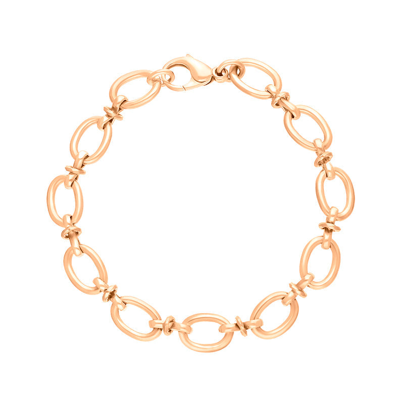 9ct Rose Gold Oval Link Handmade Bracelet