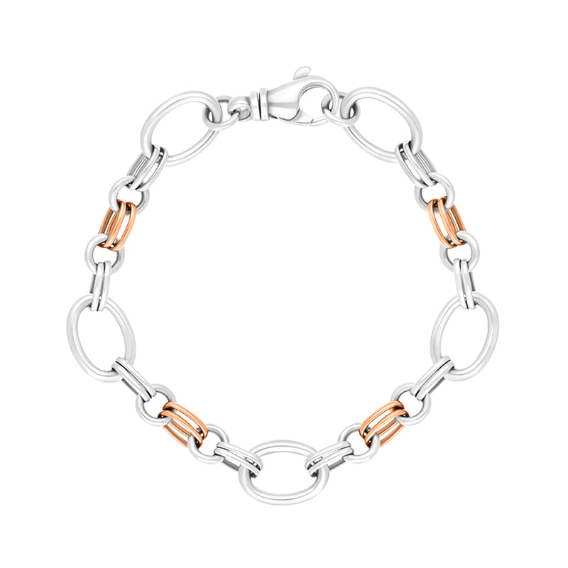 9ct Rose Gold Sterling Silver Double Link Handmade Bracelet