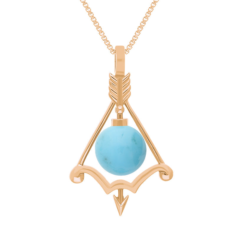 9ct Rose Gold Turquoise Zodiac Sagittarius 8mm Bead Pendant - Rose Gold