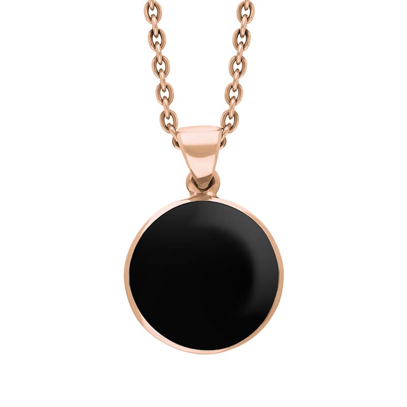 9ct Rose Gold Whitby Jet Plain Round Necklace