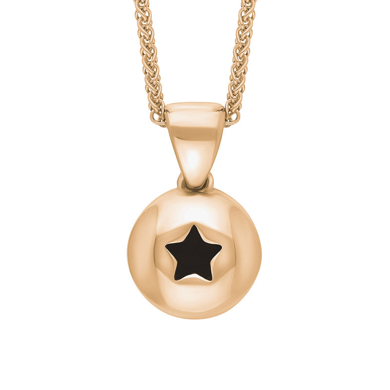 9ct Rose Gold Whitby Jet Star Disc Necklace