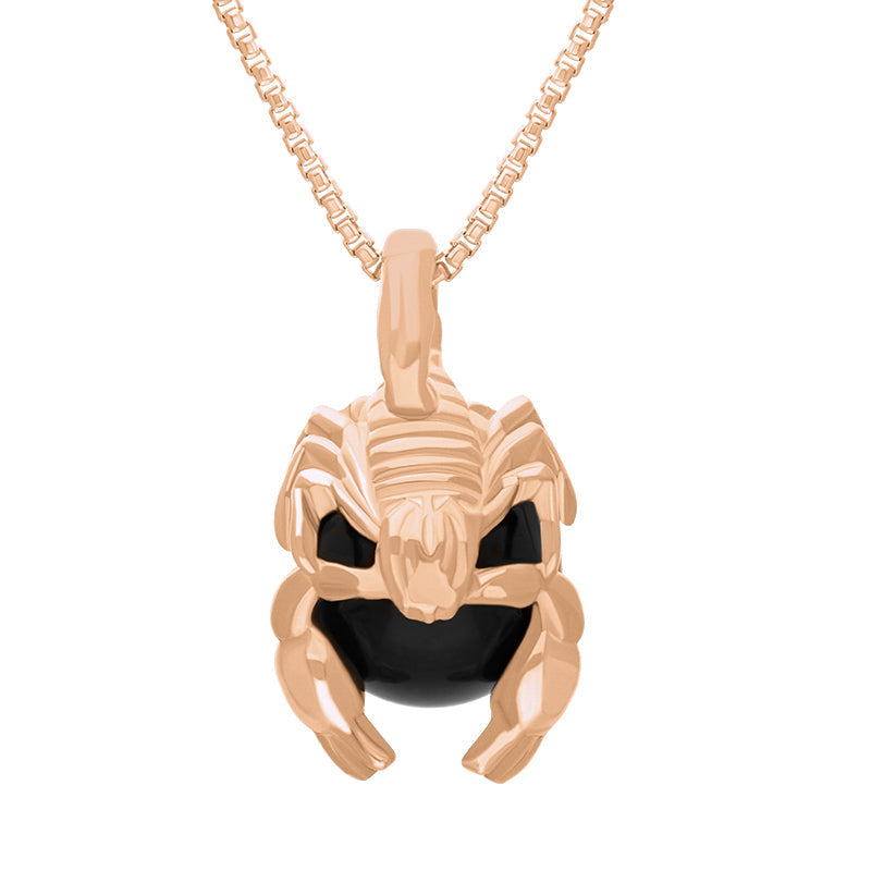 9ct Rose Gold Whitby Jet Zodiac Scorpio 9mm Bead Pendant - Rose Gold