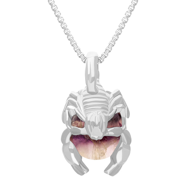 9ct White Gold Blue John Zodiac Scorpio 9mm Bead Pendant - White Gold