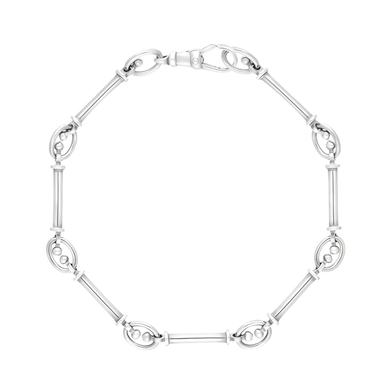 9ct White Gold Handmade Baton Link Bracelet