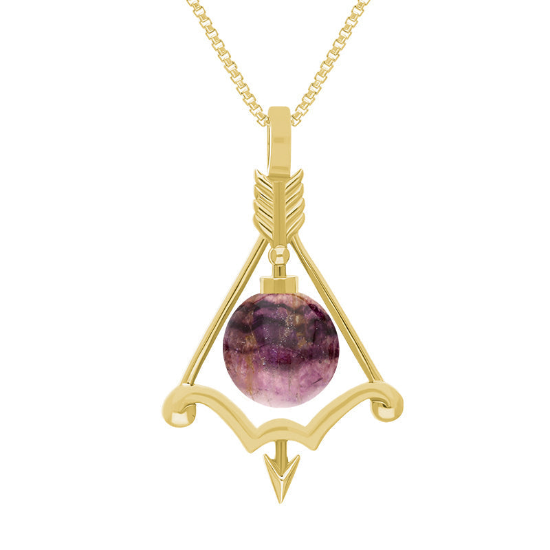 9ct Yellow Gold Blue John Zodiac Sagittarius 8mm Bead Pendant - Yellow Gold