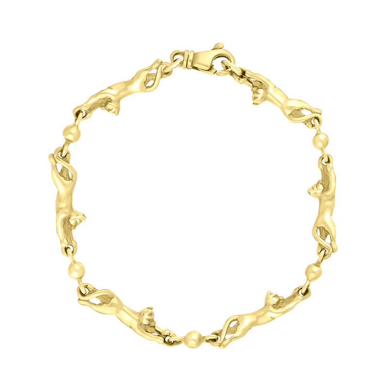 9ct Yellow Gold Cat Handmade Bracelet
