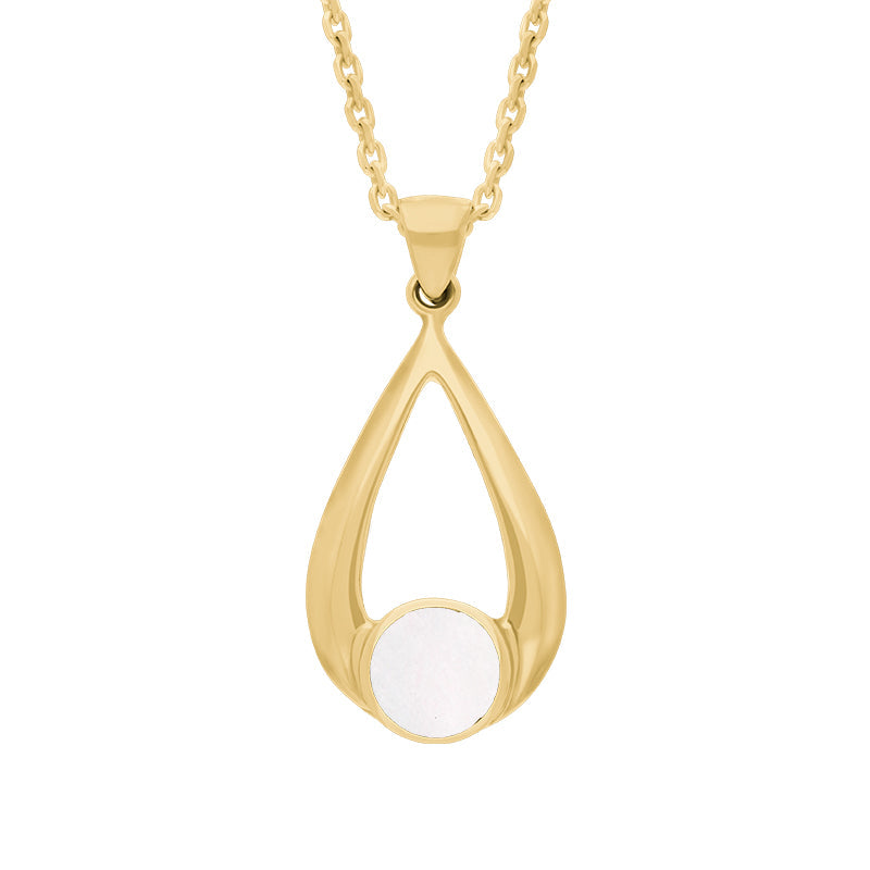 9ct Yellow Gold Mother of Pearl Teardrop Necklace - Yellow Gold
