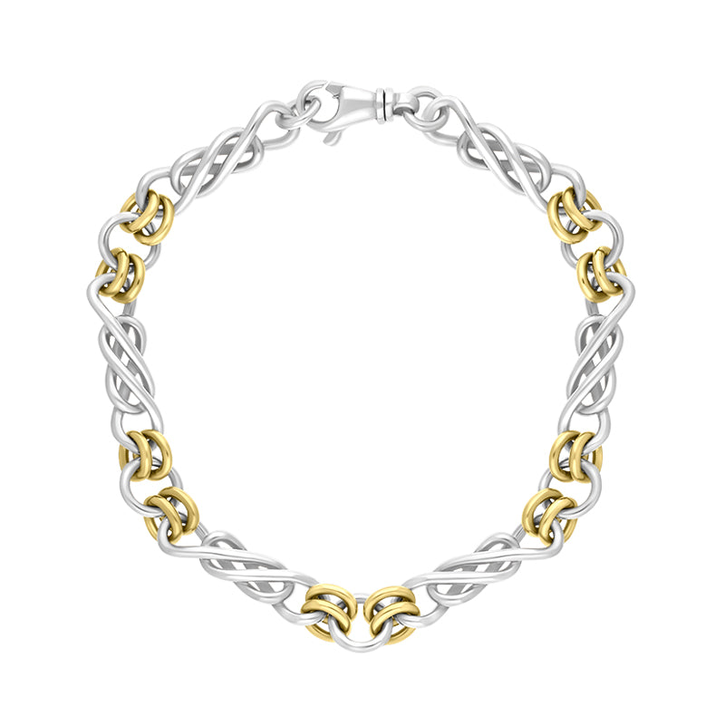 9ct Yellow Gold Sterling Silver Celtic Twist Handmade Bracelet